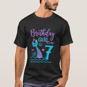 Camiseta Crianças de 7 anos rabo de sereia 7 de aniversário