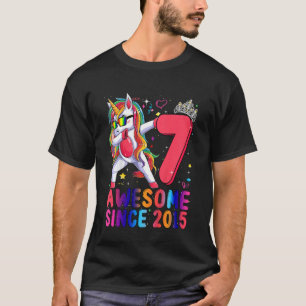 Camiseta Crianças de 7 anos Unicórnio Dabbing 7 Birthday Gi