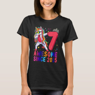 Camiseta Crianças de 7 anos Unicórnio Dabbing 7 Birthday Gi