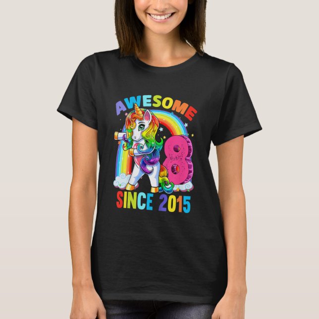 Camiseta Crianças de 8 anos adolescentes bebendo Unicorn 8º (Frente)