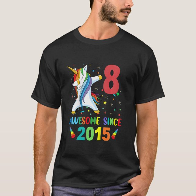 Camiseta Crianças de 8 anos adolescentes bebendo Unicorn 8º (Frente)