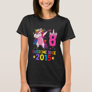 Camiseta Crianças de 8 anos Unicórnio Dabbing 8º aniversári