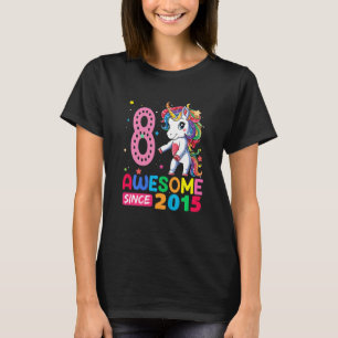 Camiseta Crianças de 8 anos Unicórnio Flosing 8º aniversári
