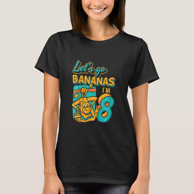 Camiseta Crianças de 8 anos Vamos vão bananas macaco oitavo (Frente)