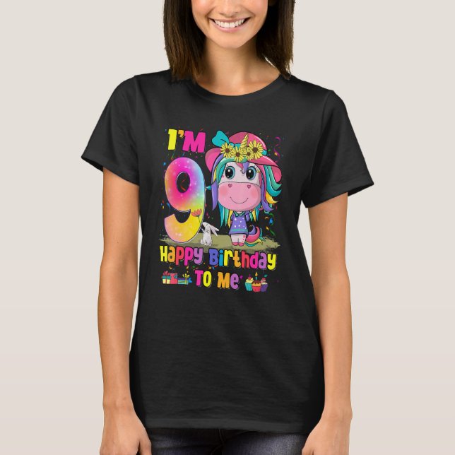 Camiseta Crianças de 9 anos de idade Menina de 9 de anivers (Frente)