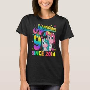 Camiseta Crianças de 9 anos desde 2014 Princesa Unicorn 9.º
