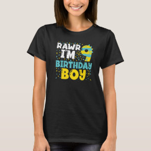 Camiseta Crianças de 9 anos Menino do 9.º aniversário Dinos