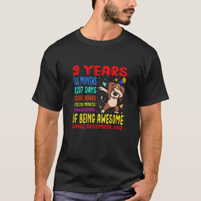 Camiseta Crianças De 9 Anos Sendo Incríveis 9º Aniversário  (Frente)