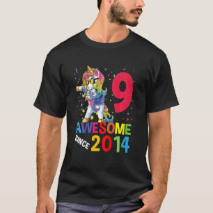 Camiseta Crianças de 9 anos Unicórnio Dabbing 9th Birday Gi