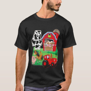 Camiseta Crianças de animais de fazenda de 4 anos É meu ani
