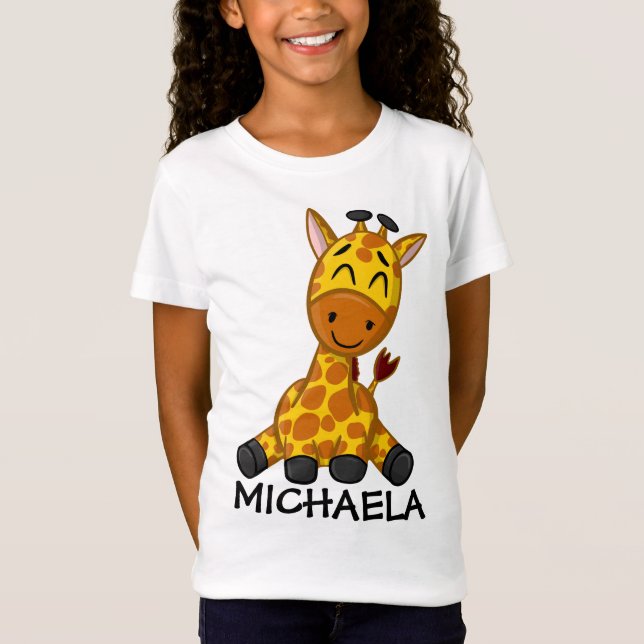 Camiseta Crianças de animais Safari Giraffe da Selva Cura (Frente)