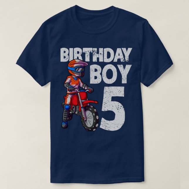 Camiseta Crianças de Aniversário de 5 Motocross MX 5 anos (Frente do Design)
