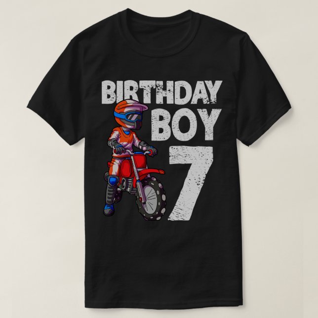 Camiseta Crianças de Aniversário de 7 Motocross MX 7 anos (Frente do Design)