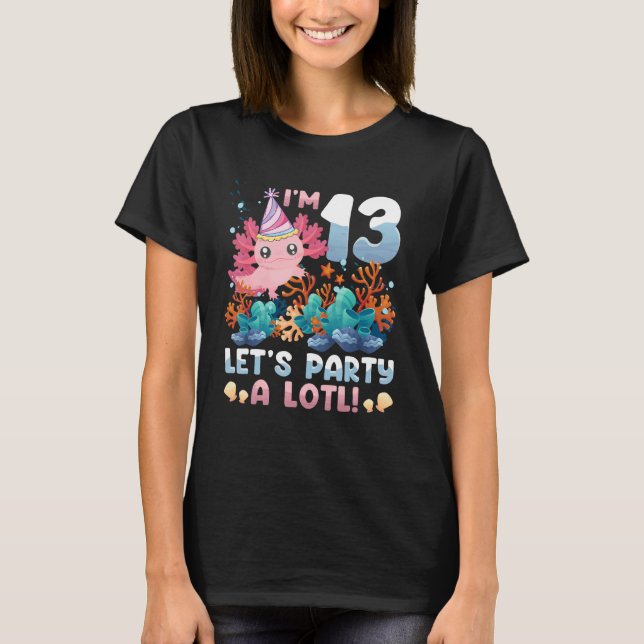 Camiseta Crianças De Aniversário Do 13 Axolotl De 13 Anos (Frente)