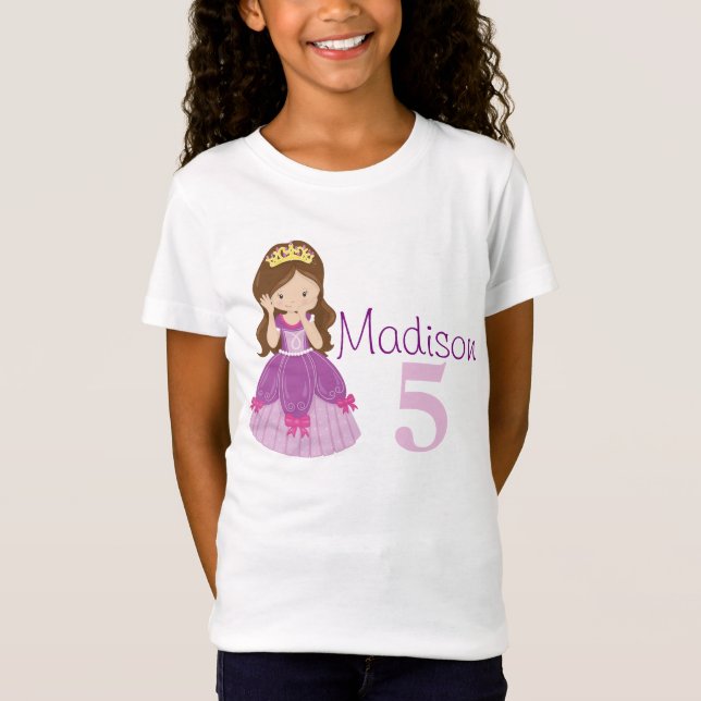 Camiseta Crianças de aniversários da Princesa Personalizada (Frente)
