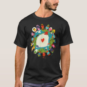 Camiseta Crianças de arte amam o planeta Terra, paz