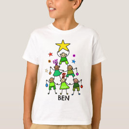 Camiseta Crianças de Árvore de Natal Personalizadas