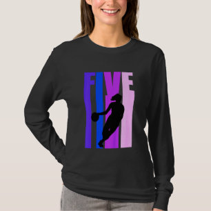 Camiseta Crianças de basquete 5 de aniversário Meninas de b