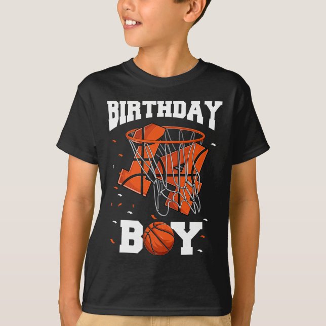 Camiseta Crianças de basquete de aniversário de 14 (Frente)