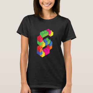Camiseta Crianças de Blocos Bonitos - 6 de Ano Antigo Edifí