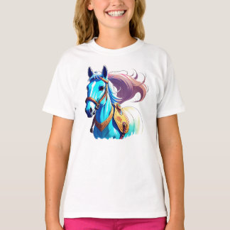 Camiseta Crianças de Cavalo Azul