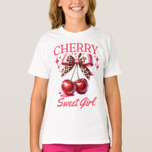 Camiseta Crianças de cereja e arco rosa