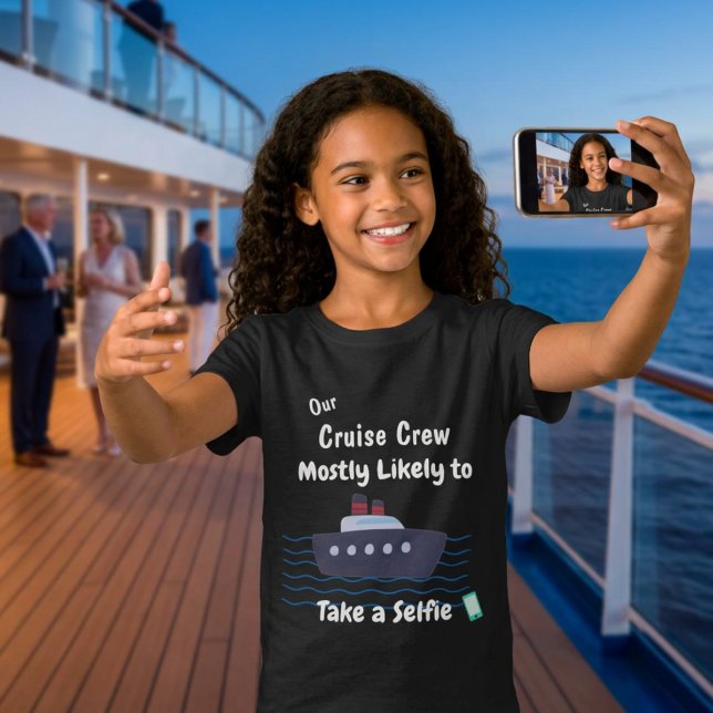 Camiseta Crianças de Cruzeiro Engraçadas Tomam Selfie Perso (Criador carregado)