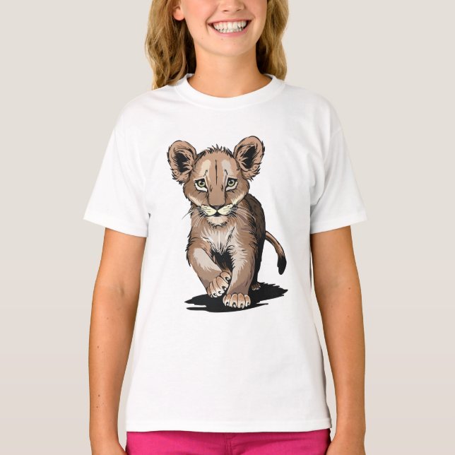 Camiseta Crianças De Cubo De Leão Bravo (Frente)