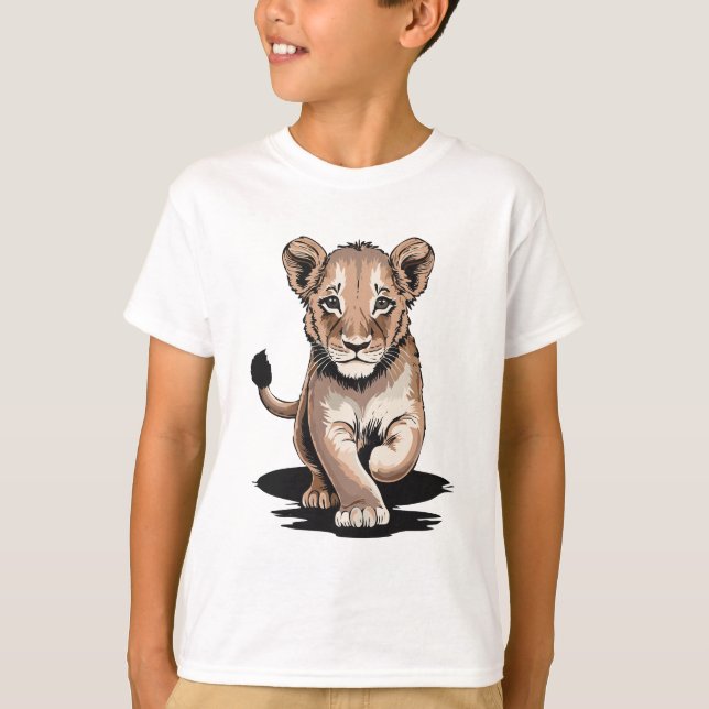 Camiseta Crianças De Cubo De Leão Bravo (Frente)