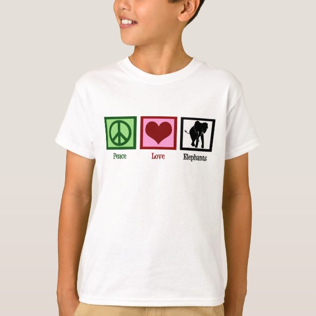 Camiseta Crianças de Elefantes de Paz e Amor (Frente)