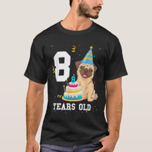 Camiseta Crianças de Festa do Cachorro Pug, 8 anos