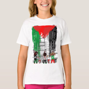 Camiseta Crianças de Gaza Pintando a Bandeira da Palestina