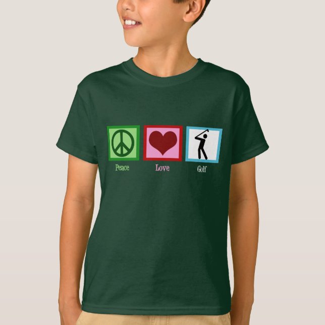 Camiseta Crianças de Golfe do Peace Love (Frente)