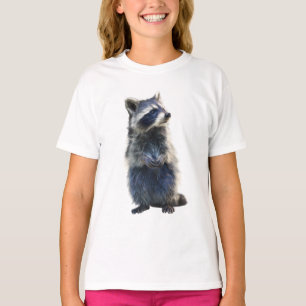 Camiseta Crianças de Guaxinim Em Pé com Máscara Azul