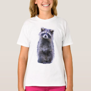 Camiseta Crianças de Guaxinim Empolgadas em Pé