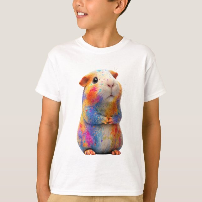 Camiseta Crianças de Hamster Pintadas com Explosão de Cores (Frente)