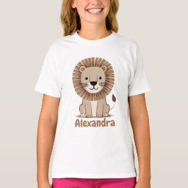 Camiseta Crianças de Leão Cute Nome Meninas Personalizável
