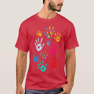 Camiseta Crianças de mão Autismo Quebra-cabeça da família d