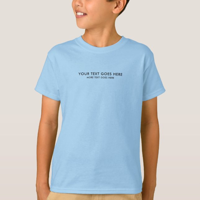 Camiseta Crianças de Modelo de Fonte Pequena Meninos Azul C (Frente)