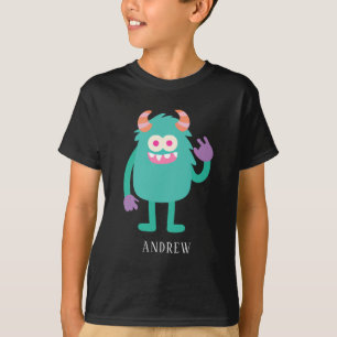 Camiseta Crianças de Monstros Cute de Nome Personalizado