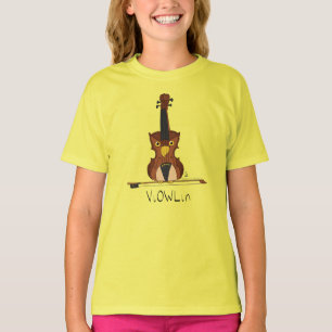 Camiseta Crianças de Música Cuta Violin Owl