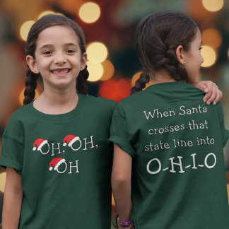 Camiseta Crianças de Natal OH Santa Hat em Ohio