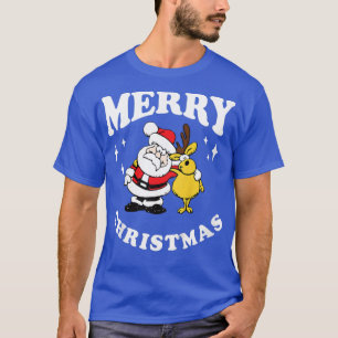 Camiseta Crianças de Natal Papai Noel com renas