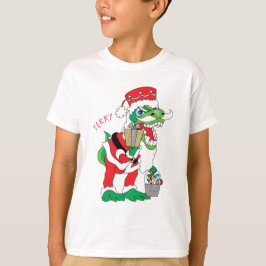 Camiseta Crianças de Natal T-Shirt TySANTAsaurus Rex
