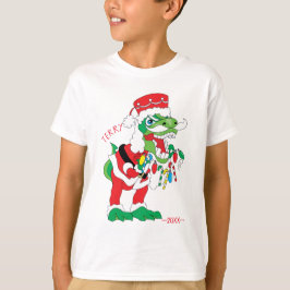 Camiseta Crianças de Natal T-Shirt TySANTAsaurus Rex 2