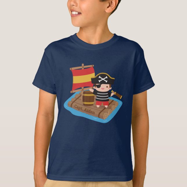 Camiseta Crianças de Raft Pirata Cute (Frente)