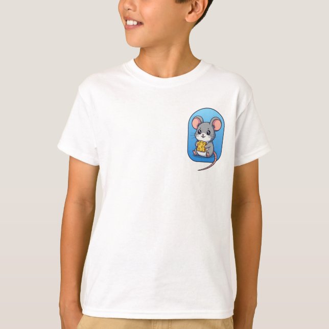 Camiseta Crianças de Rato Amante de Queijo (Frente)