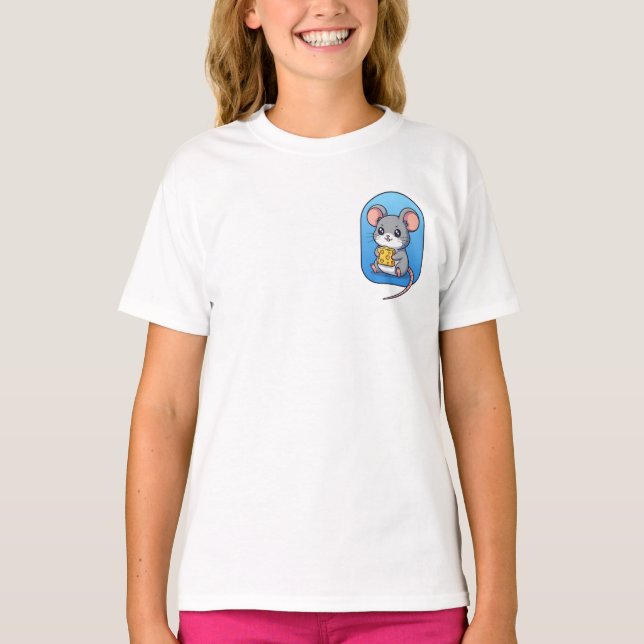 Camiseta Crianças de Rato Amante de Queijo (Frente)