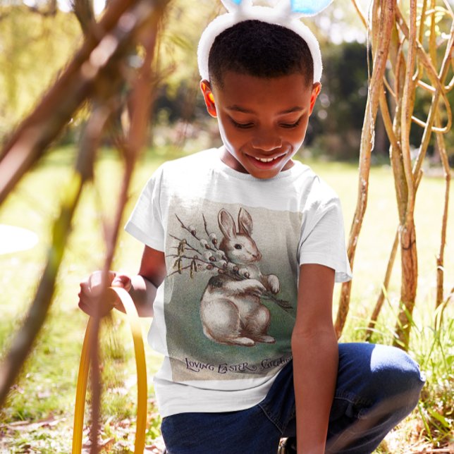 Camiseta Crianças de saudação de Páscoa Vintage Loveting (Vintage Loving Easter Greeting Kids T-Shirt)