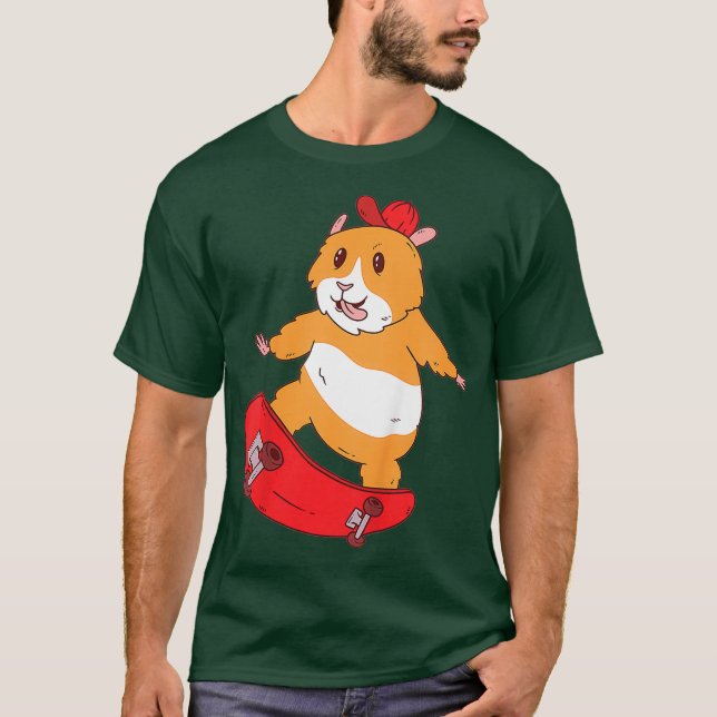 Camiseta Crianças de Skate de Skater de Hamster (Frente)